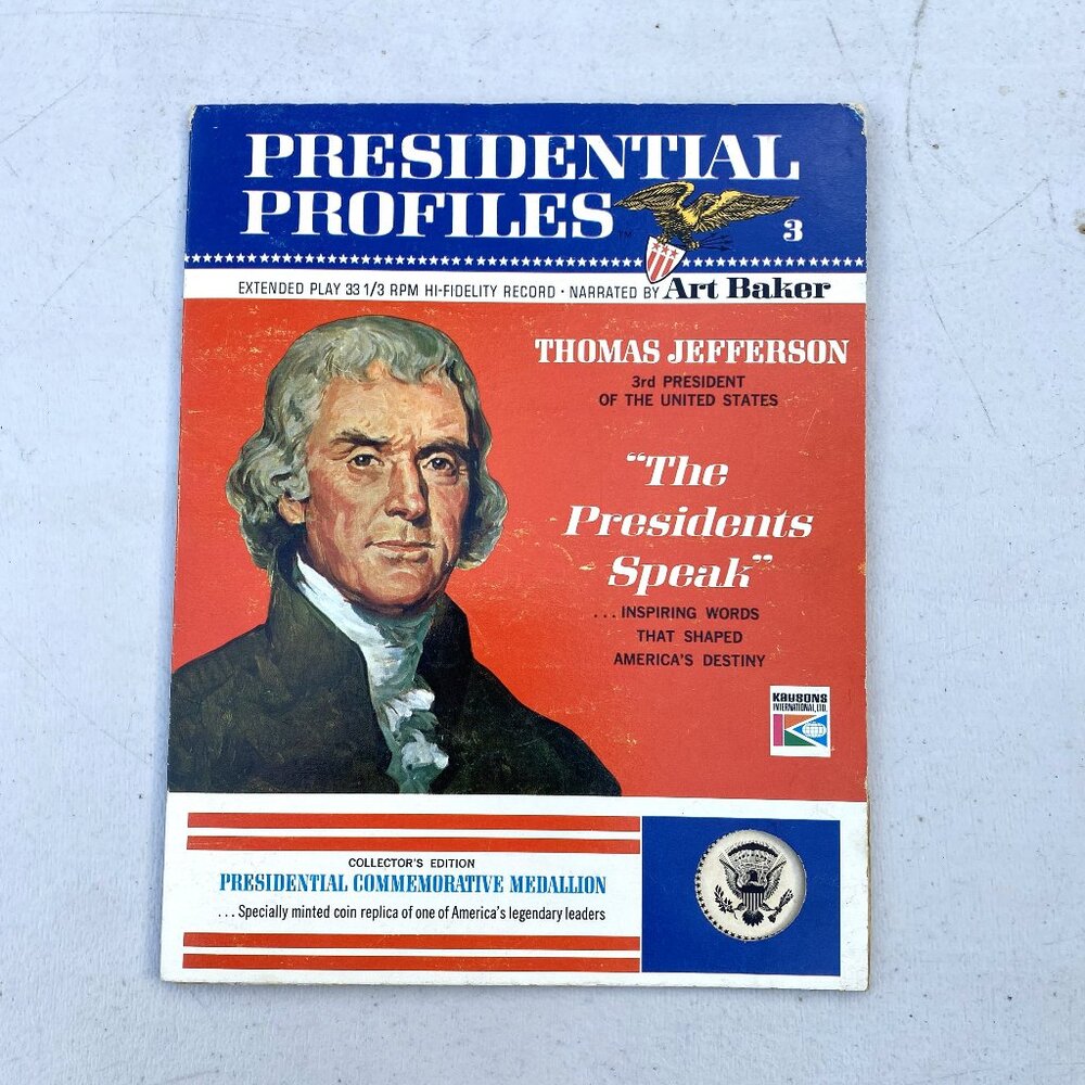 Presidential Profiles THOMAS JEFFERSON Vinyl Record Narrated by ART BAKER